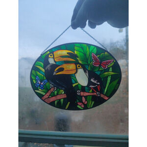 Toucan Stain glass Type Oval John Baker Suncatcher